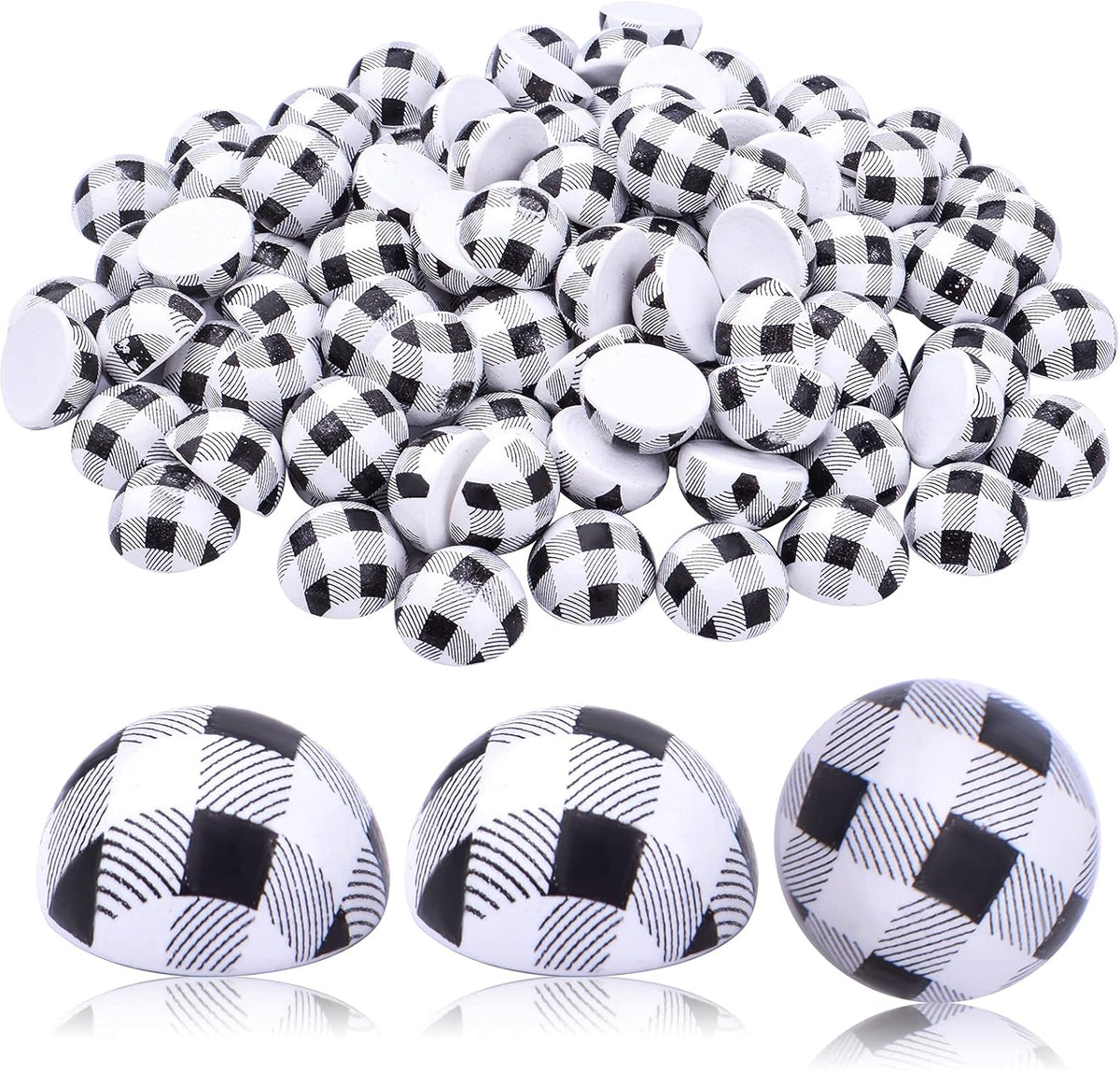 100pcs 15 mm Half Wooden Round Balls Natural Wood Craft Beads Unfinished Split Wood Balls for DIY Paint Christmas Home Party Ornament Art Crafts Decor Supplies, White