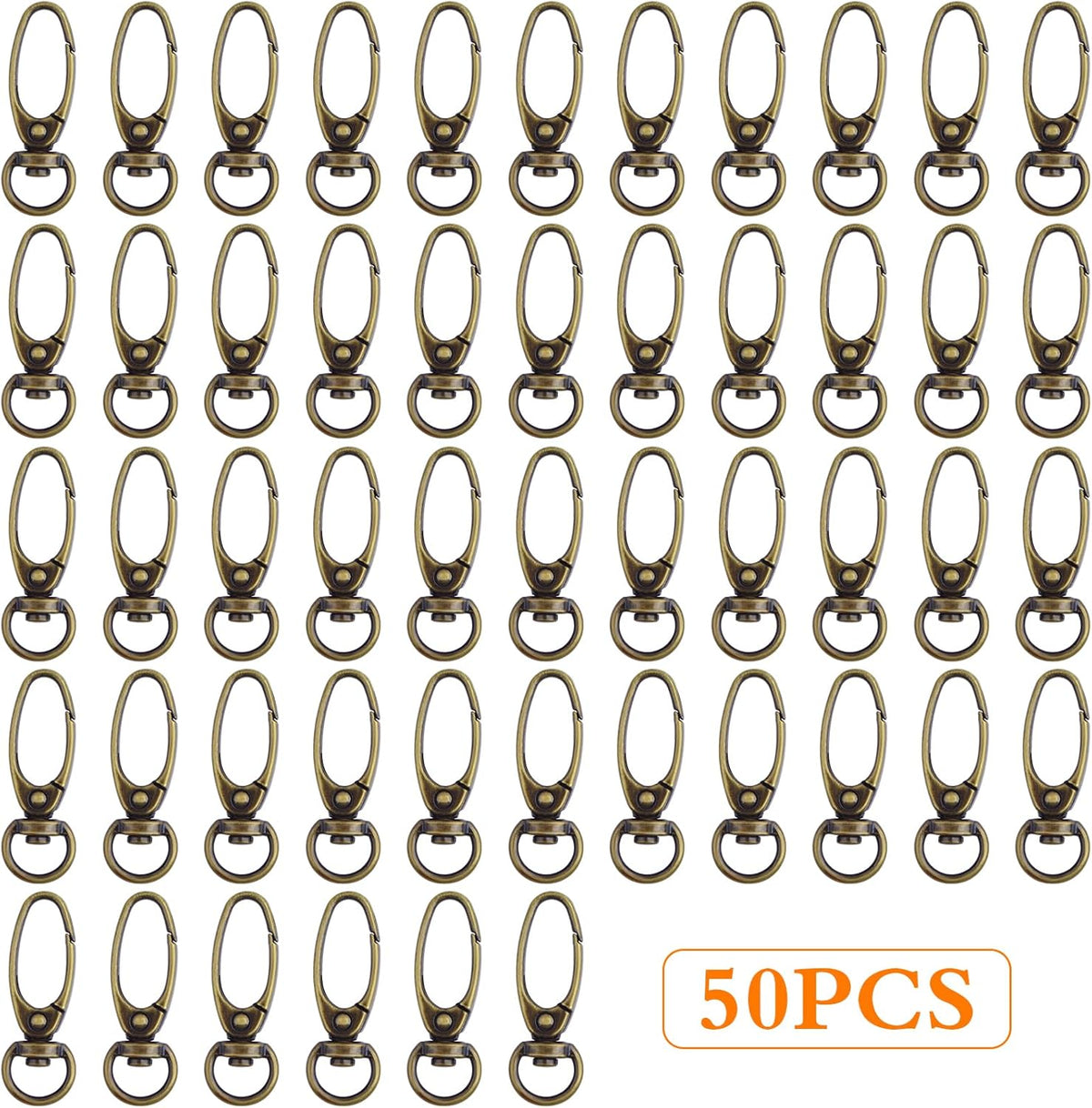 50pcs 38 mm 360 Degree Swivel Trigger Clips Metal Keyring Curved Oval Lobster Clasps Snap Hooks for Keychains Lanyard Handbag Purse Craft Projects Decoration, Antique Bronze