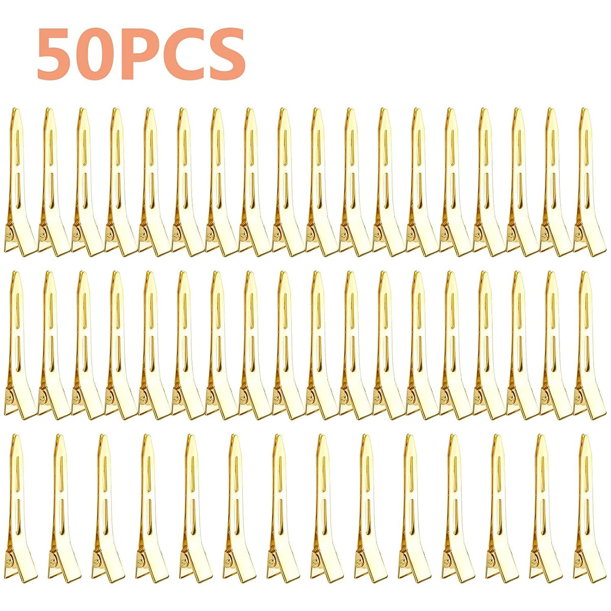 50pcs Golden Single Prong Curl Clips Alloy Alligator Hair Pins Clips Sectioning Hair Clips for Hair Extensions Styling Haircut Crafting, 5.6 cm x 0.83 cm x 1.1 cm