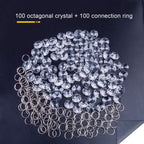 100Pcs 14mm Clear Crystal Octagon Beads with 100Pcs Stainless Curtain Rings Jump Rings Key Rings for Chandelier Prisms Curtain Parts Jewelry Making