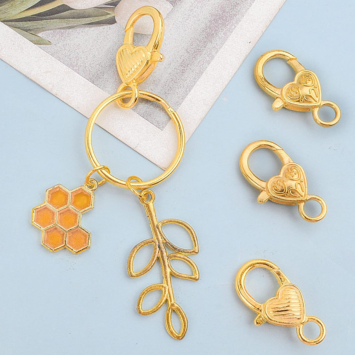 Lobster Claw Clasp,40pcs 26x14mm Heart Lobster Claw Clasps Tibetan Jewellery Lobster Clasps Craft DIY Accessories for Jewelry Necklaces Bracelet,4 Styles