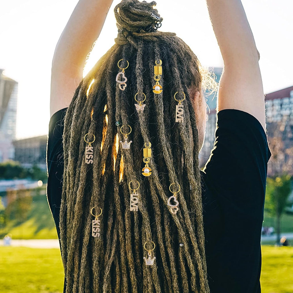 5pcs Shell Pearl Hair Braid Clips Headpieces and 10pcs 5 Styles Alloy Rhinestone Pendant Rings Braid Clips Hair Jewelry Braids Dreadlock Accessories for Women Party Hair Decorations