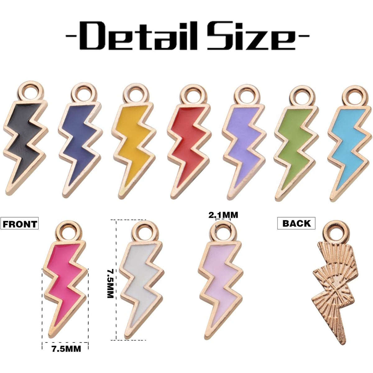 50pcs Enamel Lightning Bolt Charm Pendants Gold Plated Alloy Flash Lightning Charm Celestial Dangle Charms for Bracelet Necklace Earrings DIY Jewelry Making Supplies,10 Colors