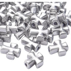 50pcs Antique Silver Cross Spacer Beads Tibetan Alloy Crucifix Cross Charm Beads for DIY Jewelry Bracelet Making,9.6mm×8.4mm