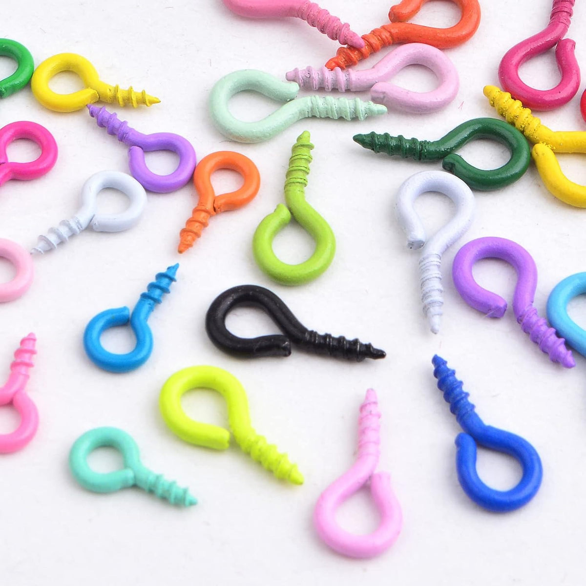 600pcs Colorful Mini Screw Eye Pins, 2 Sizes, Metal Eye Hooks, Eyelet Threads, Clasps, Hooks, Ornaments for DIY Art Crafts Projects, Cork Bottles, Resin Jewelry Making