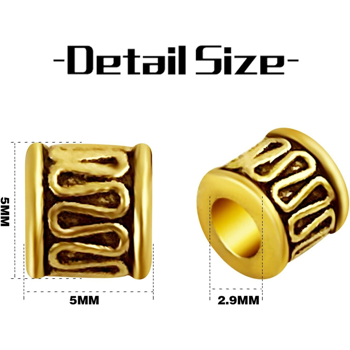 200pcs Antique Gold Tube Spacers Beads Alloy Barrel Bead Spacers Loose Spacer Bead Charm Beads for Jewelry DIY Bracelet Necklace Making Accessory