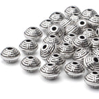 100pcs 8.5mm Tibetan Spacer Beads Bicone Bead Spacer Alloy European Spacers Loose Beads Jewelry Spacer Charms with A Box for DIY Jewelry Making