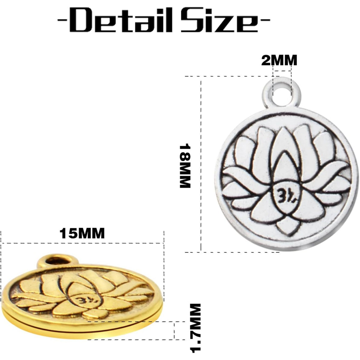 60pcs Lotus Flower Charm Pendants Tibetan Alloy Lotus Beads Charms for DIY Necklace Bracelet Jewelry Making Findings Accessory