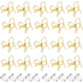 1 Box of 20pcs Bowknot Earring Hooks with Hole 14K Golden Plated Alloy Bow Dangle Earrings Findings and 20pcs Clear Earring Safety Backs for Women DIY Crafts Jewelry Making Supplies