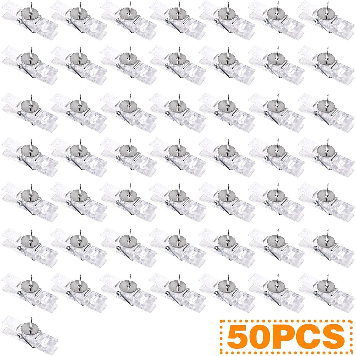 50 Pieces Push Pin Clips Plastic Push Pins Photo Clips Decorative Pins Thumbtack Paper Clips Pushpins for Cork Board Artworks Notes Craft Projects(Clear Color)