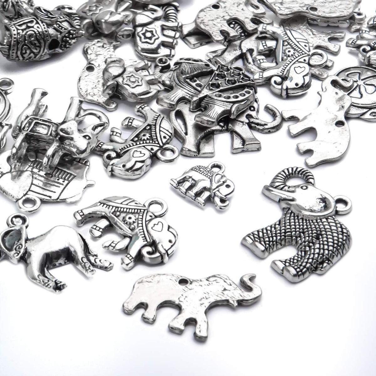 100g Antique Silver Elephant Charms Tibetan Animal Charms Pendants for Bracelets Necklace Jewelry Making