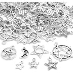 100g (80-150pcs) Mixed Moon Star Charms Antique Alloy Celestial Charms Pendants for Bracelets Necklaces Crafts