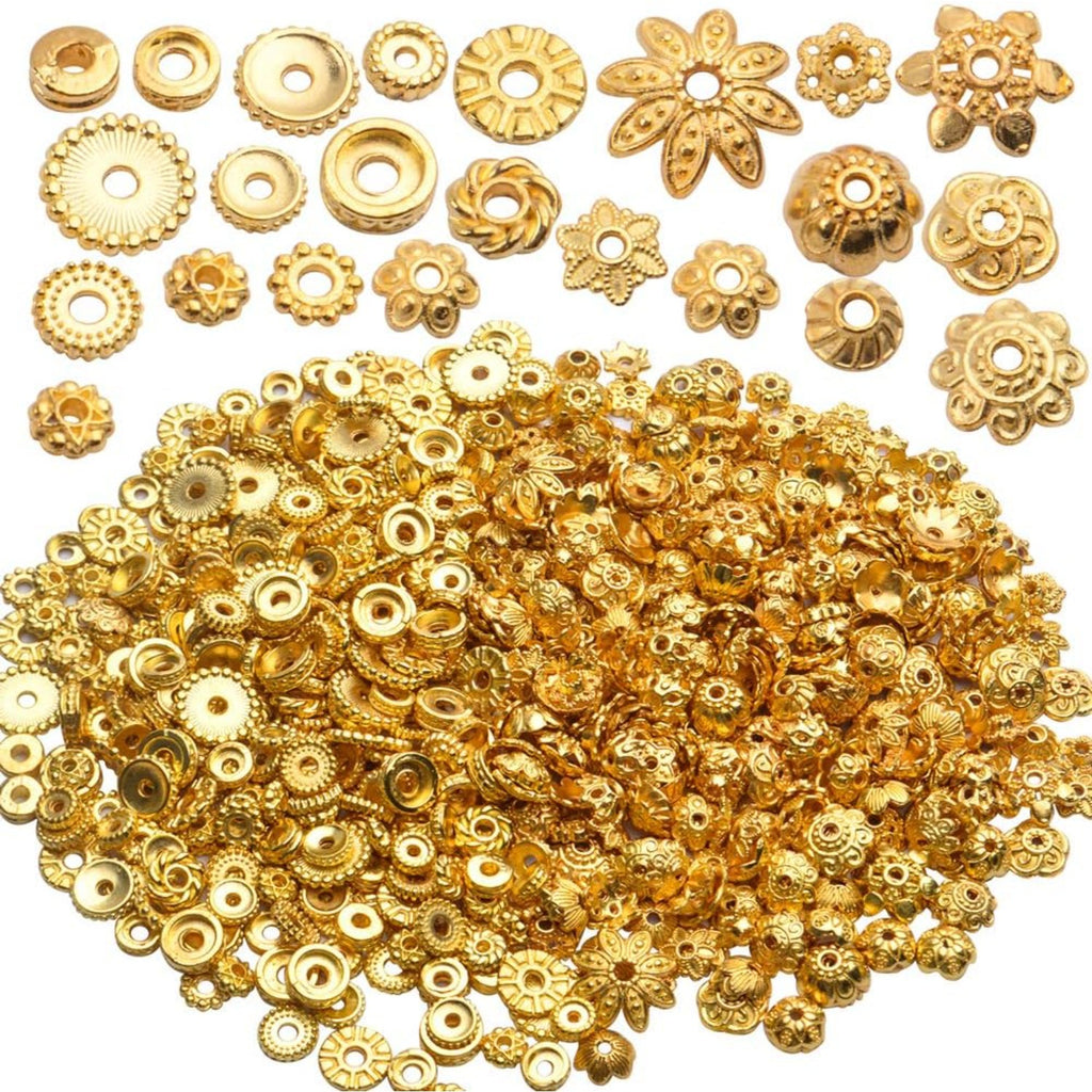 100g Mixed Metal Flower Caps Ends Tibetan Silver Spacer Loose Beads for Jewelry Making