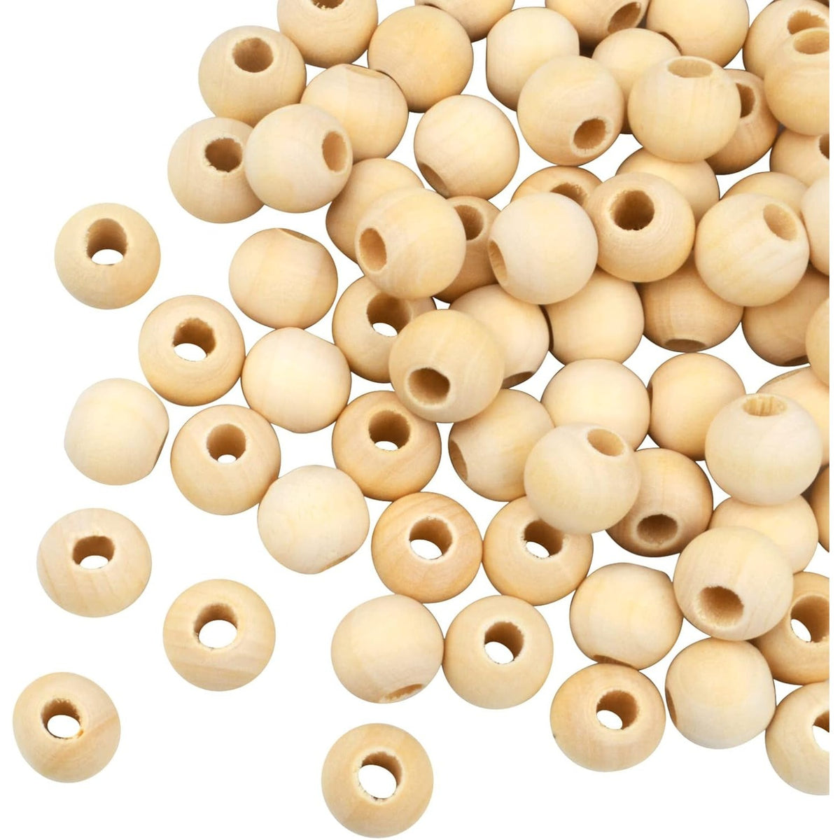 100pcs 12mm Wooden Beads Natural Unfinished Wood Spacer Beads Large Hole Round Loose Beads for Bracelet Pendants Crafts DIY Garland Jewelry Making, Hole: 5 mm