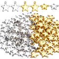 Star Pendant Charms, 100pcs Mini Five-Pointed Star Charms Tibetan Style Blank Stamping Star Shape Pendant for DIY Jewelry Making Crafting, Golden and Antique Silver, 11x10x4mm