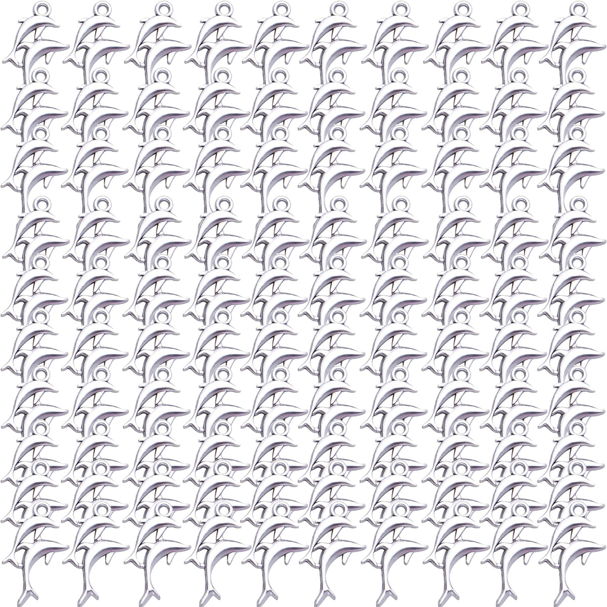 100pcs 4 Colors Dolphin Charms Pendants Fish Charms Vintage Animal Pendant Charm for DIY Necklace Bracelet Jewelry Making Accessories