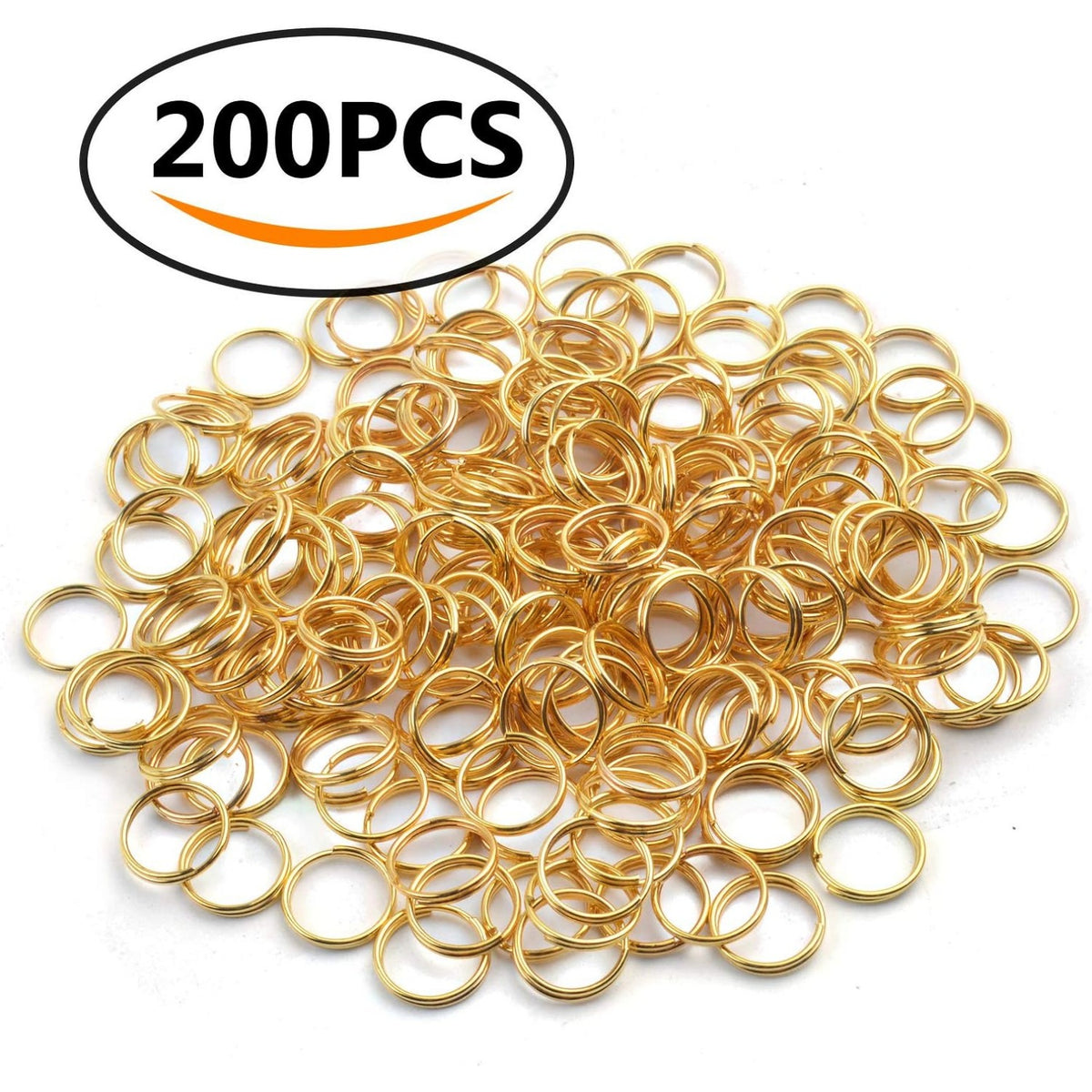 BronaGrand 200 Pieces Small Gold Key Chain Rings Split Ring Key Chains for Keys Organization,10mm Diameter