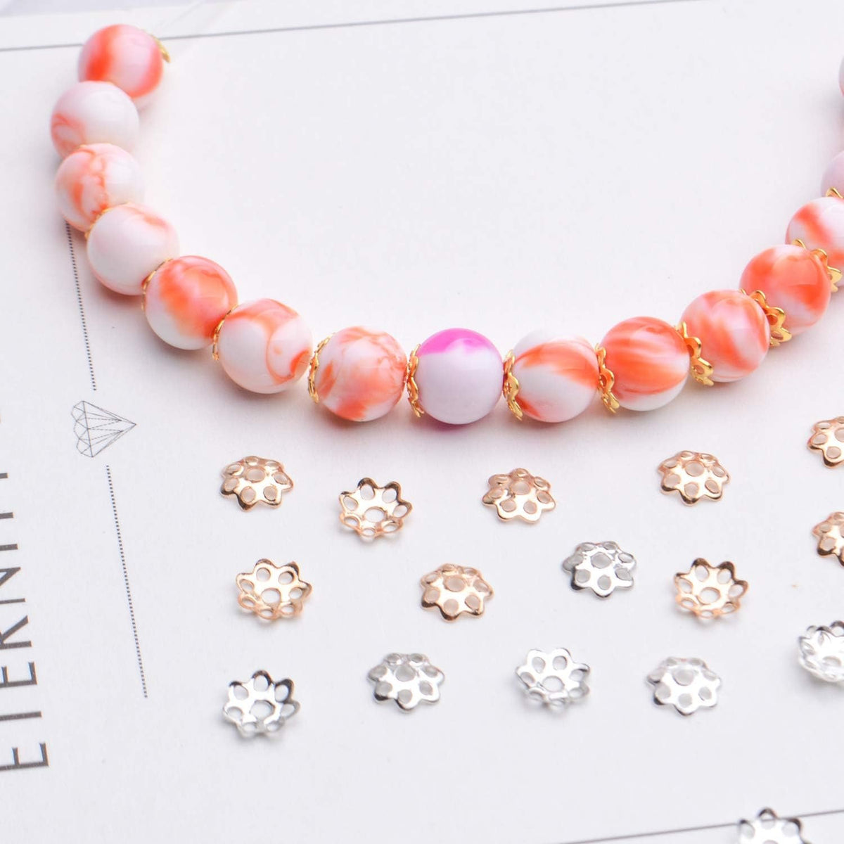 Flower Bead Caps, 800Pcs Filigree Flower Beads Caps Alloy Spacers Beads for DIY Jewelry Making Bracelet Necklace Earrings