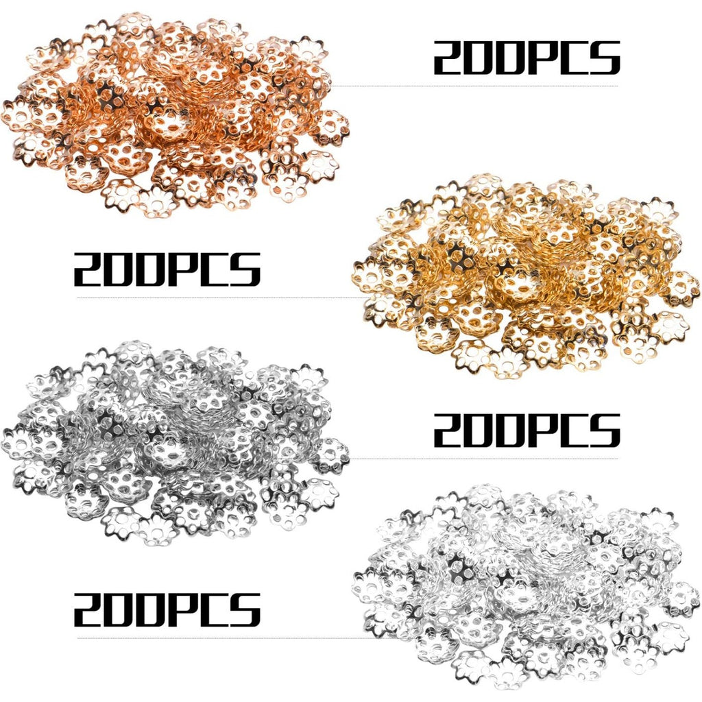 Flower Bead Caps, 800Pcs Filigree Flower Beads Caps Alloy Spacers Beads for DIY Jewelry Making Bracelet Necklace Earrings