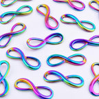 20 Pieces Rainbow Color One Direction Infinity Symbol Charms Alloy Number 8-Shaped Infinite Sign Pendants Links for DIY Bracelet Necklace Jewelry Making Findings