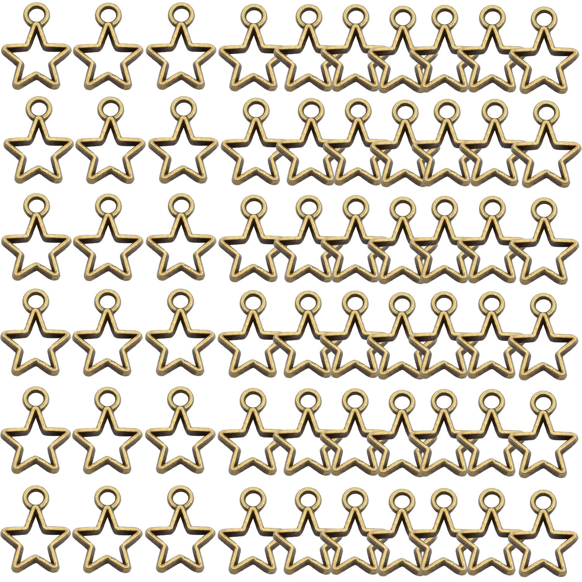 60pcs Mini Star Shaped Charms European Style Charm Hollow Star Charm Jewelry Charms Pendants for DIY Necklaces Bracelets Jewelry Accessories, 6 colors