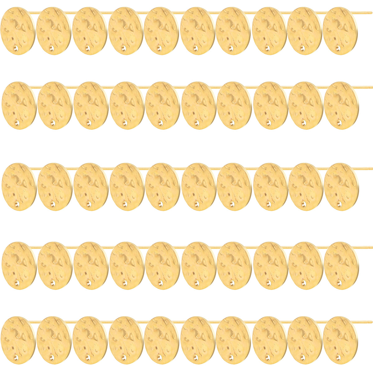 50pcs 12 mm Wavy Pattern Blank Flat Round Stud Earring Findings Stainless Steel Earring Posts with Loop and 50pcs Clear Silicone Earring Backs for DIY Jewelry Making, 2 Colors