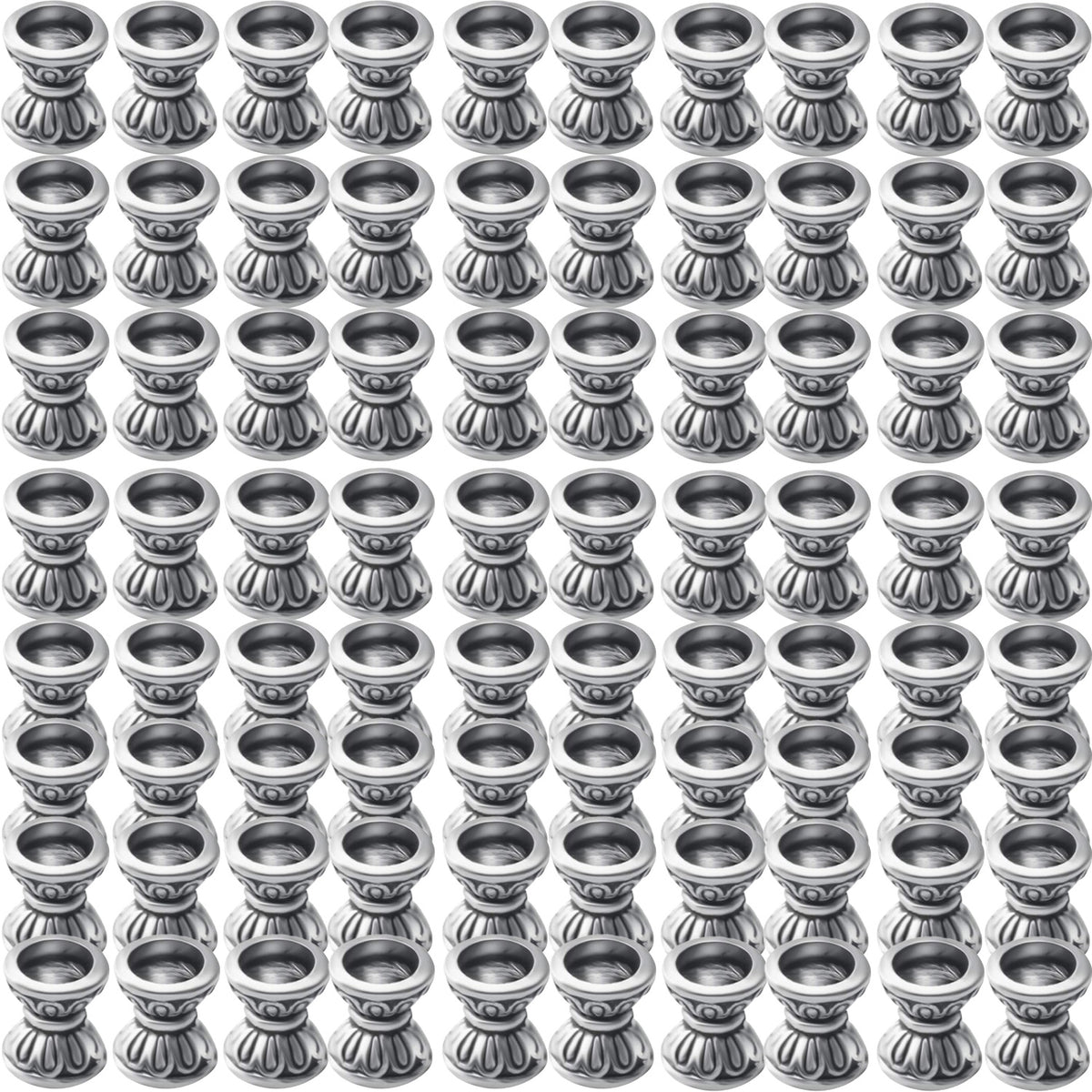100pcs Double Flower Bead Caps Tibetan Alloy Bead End Caps Flower Caps Jewelry End Caps with A Box for DIY Bracelet Jewelry Crafts Making, 6.6×5.5×3.5mm