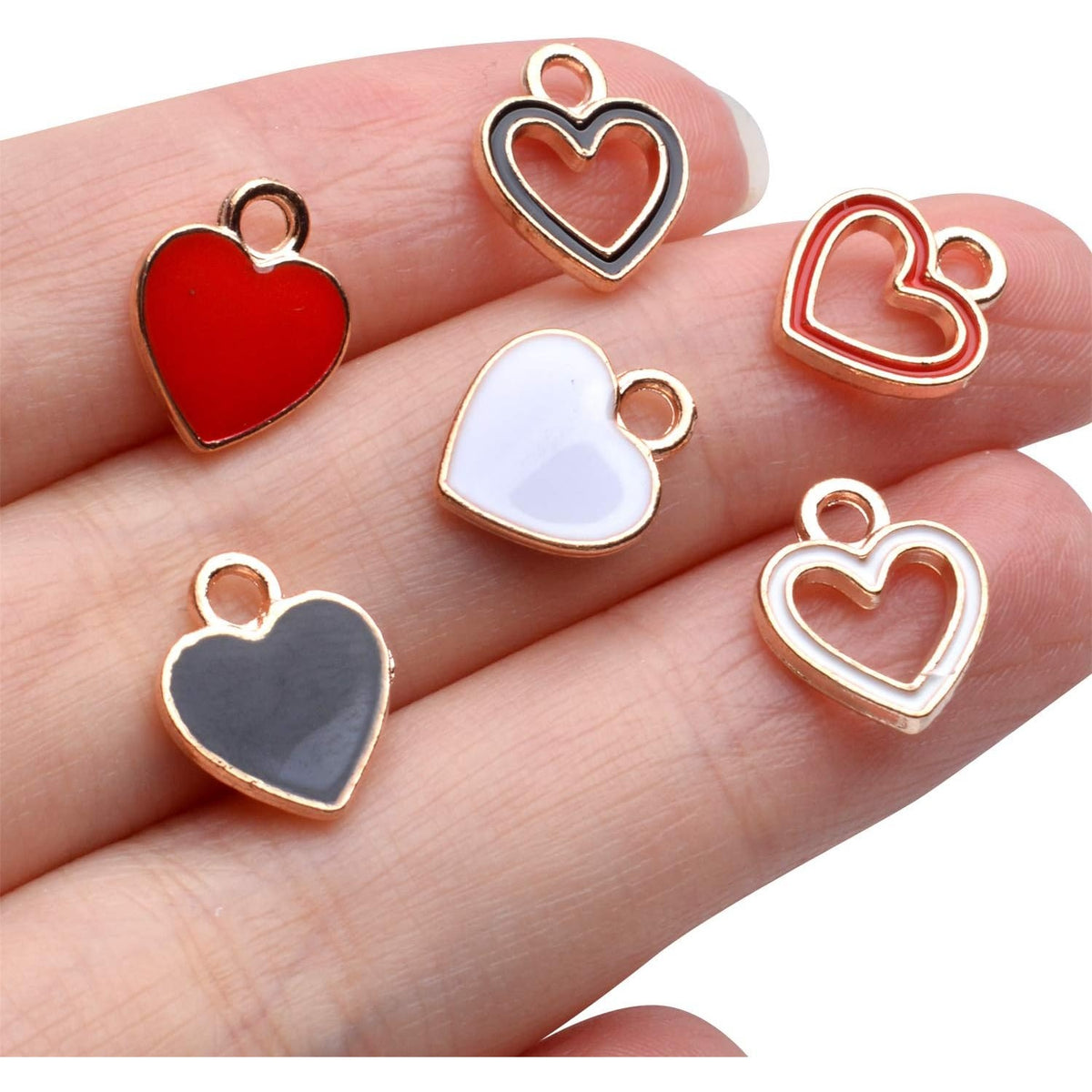Heart Shape Charms, 36Pcs Enamel Heart Shape Pendants Alloy Heart Charms Bulk for DIY Necklace Bracelet Earrings Craft Making