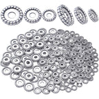 200pcs Tibetan Antique Silver Alloy Spacer Bead Spacer Beads Charms Round Spacers Beads Jewelry Spacers with A Box for DIY Jewelry Crafts Making,Gear Shape