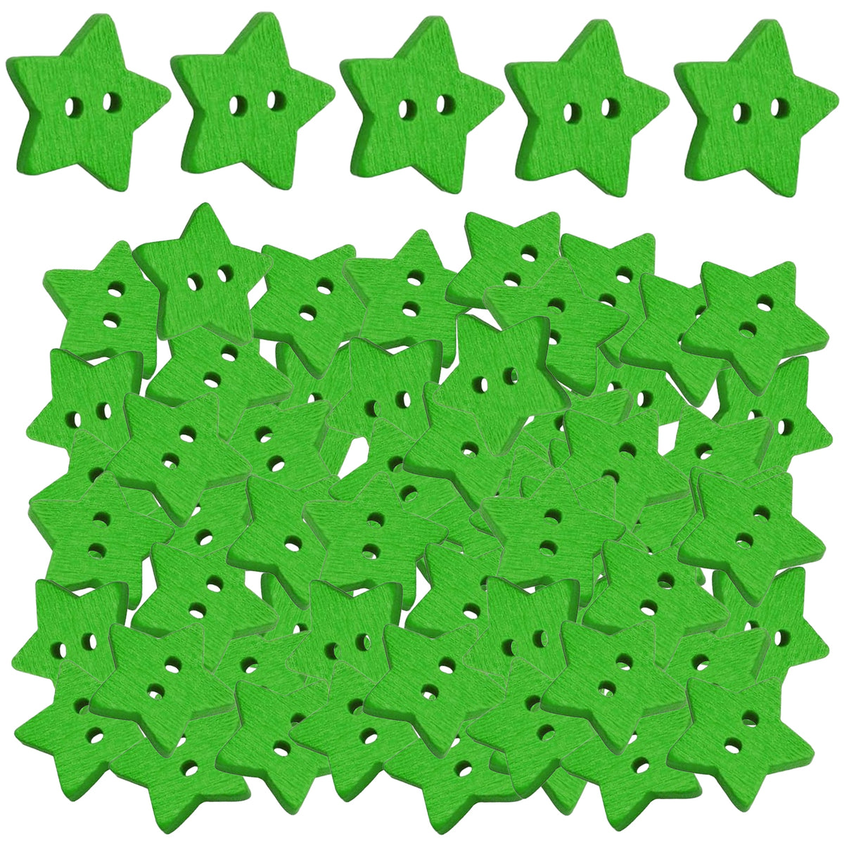 200pcs Mixed Colors Wooden Star Buttons with 2 Holes Small Star Shape Knitting Wood Rustic Buttons for DIY Clothes Sewing Scrapbooking Art Craft Painting Decoration