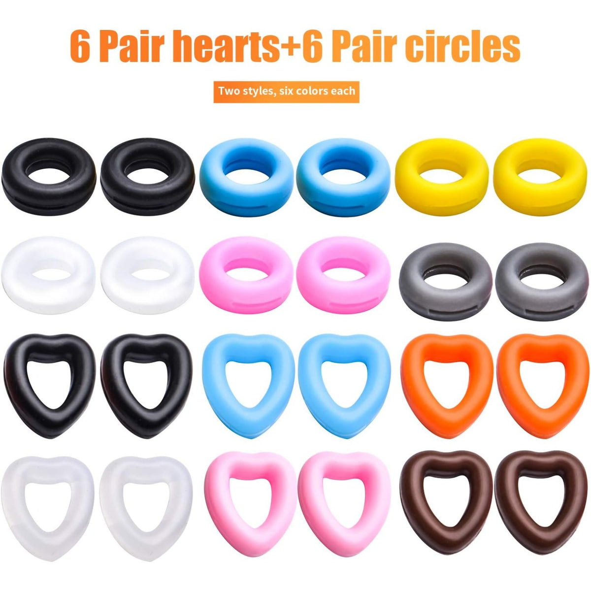 Glasses Ear Grips, 12 Pairs Eyeglass Ear Grips Anti-slip Ear Holder Silicone Soft Glasses Ear Hooks for Reading Sport Spectacle Sunglasses Glasses, Pink, White, Blue, Black, Orange, Brown