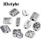 100g (About 70-120pcs) Antique Silver Spacer Beads Mixed Small Tibetan Loose Beads for Bracelet Necklace Jewelry Making,5-12mm