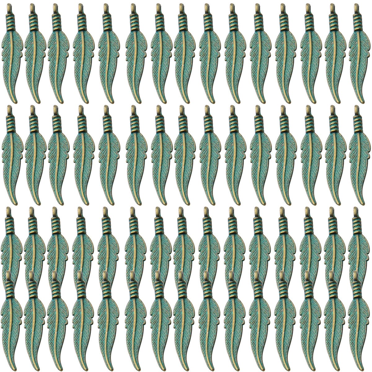 60pcs Craft Supplies Feather Charms Pendants Tibetan Alloy Leaf Charms for DIY Earring Necklace Jewelry Making Accessory,6 Colors