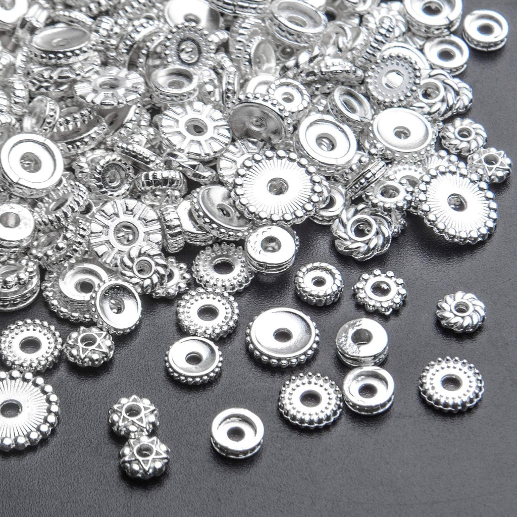 100g Mixed Metal Flower Caps Ends Tibetan Silver Spacer Loose Beads for Jewelry Making