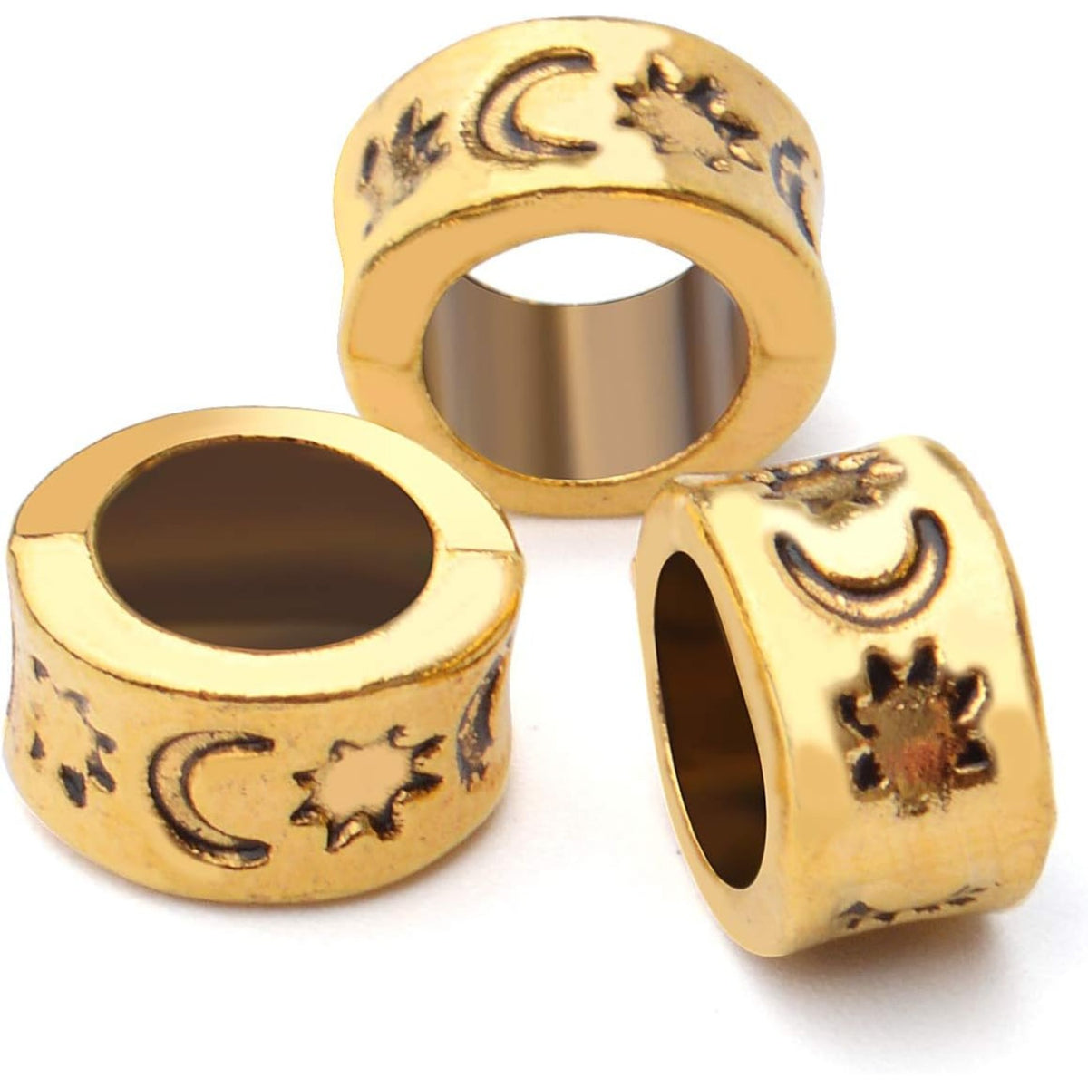 50pcs Large Hole Column Spacer Beads Tube Beads Alloy Antique Gold Rondelle Jewelry Spacers for Bracelet Necklace DIY Jewelry Making