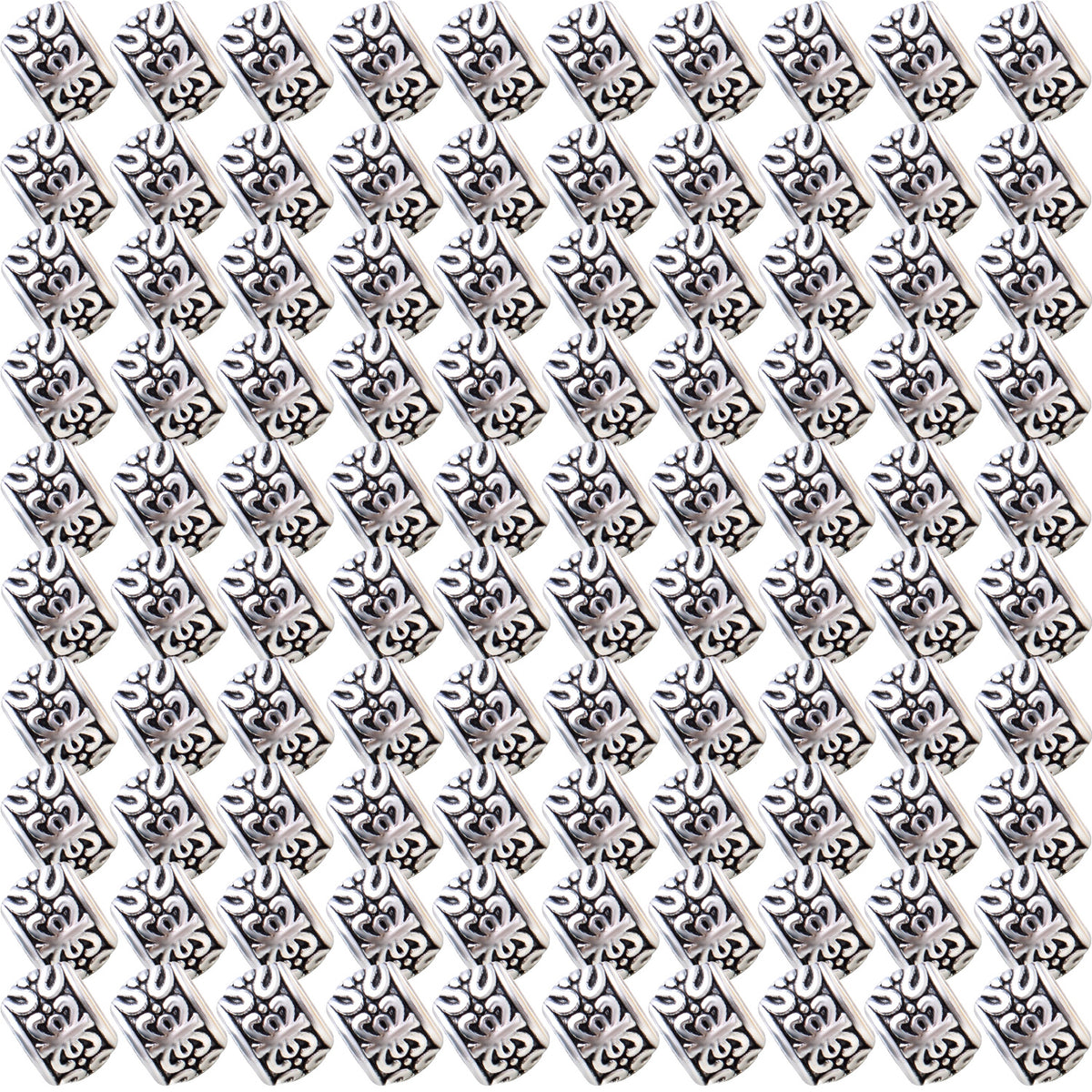 100pcs Barrel Spacer Beads European Large Hole Beads Tibetan Alloy Column Loose Charm Beads with Exotic Patterns for DIY Bracelet Crafts Jewelry Making Supplies, 2 Colors, Hole: 4 mm