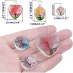 12pcs Mixed Dried Flower Glass Charms Colorful Resin Pressed Flower Life Tree Plant Floating Pendant Charms with a Box for DIY Necklace Bracelet Jewelry Making, 3 Styles