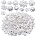 100 Gram(About 180-350pcs) Bead Caps Metal Spacers Jewelry Findings Accessories for Bracelet Necklace Jewelry Making,Silver