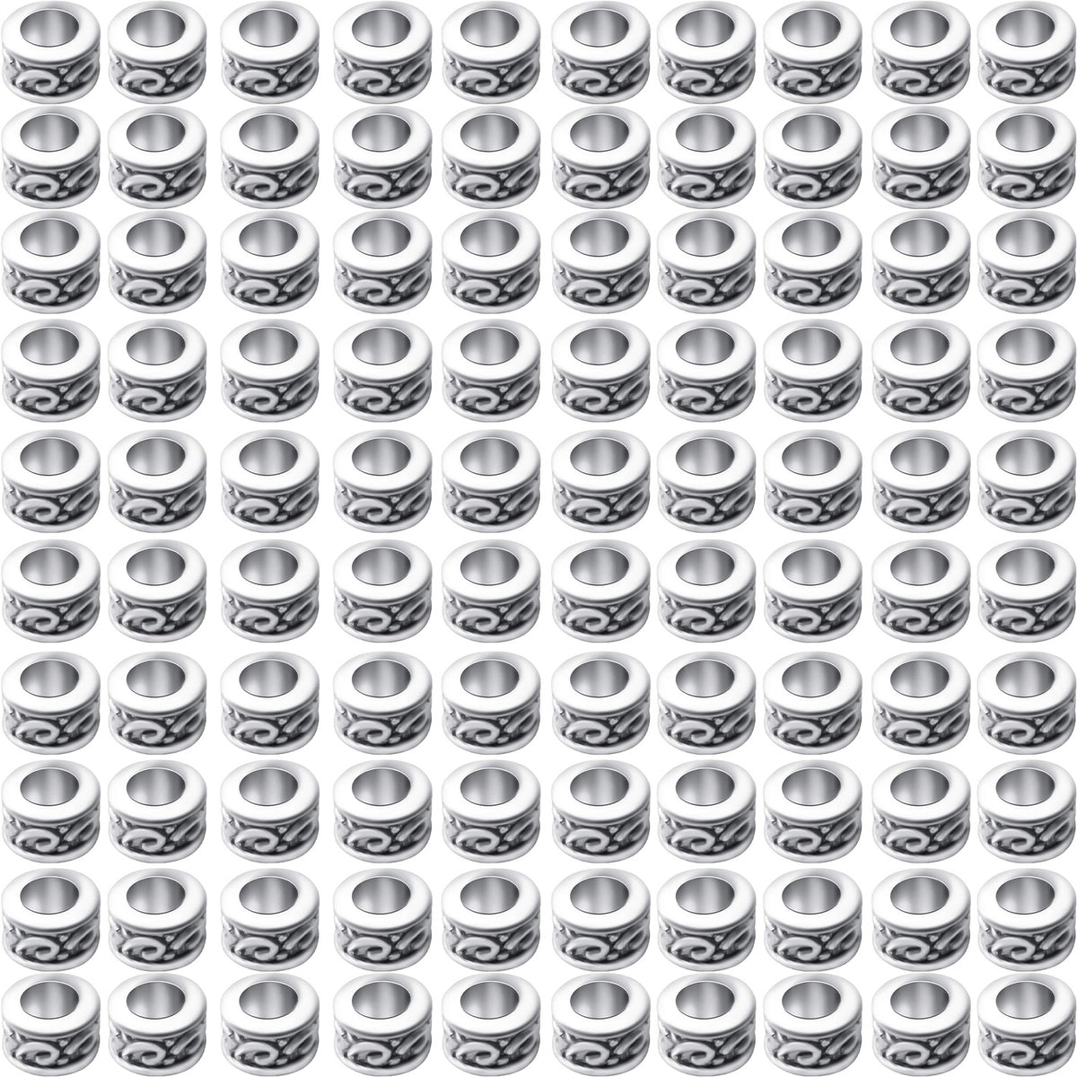 100pcs Alloy Tube Beads Spacers Tibetan Column Spacer Bead Rondelle Loose Beads Jewelry Spacer Charms for Bracelet Necklace Jewelry Making Crafts Supplies