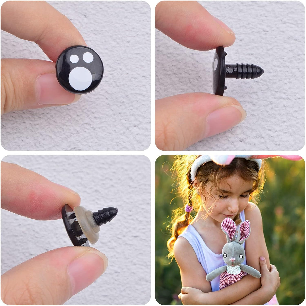 120pcs 6 Sizes Plastic Doll Eyes Black Stuffed Toy Crochet Eyes Kawaii Safety Eyes Resin Craft Eyes with 120pcs Washers for Teddy Bear Amigurumi Craft Puppet Plush Animal Making