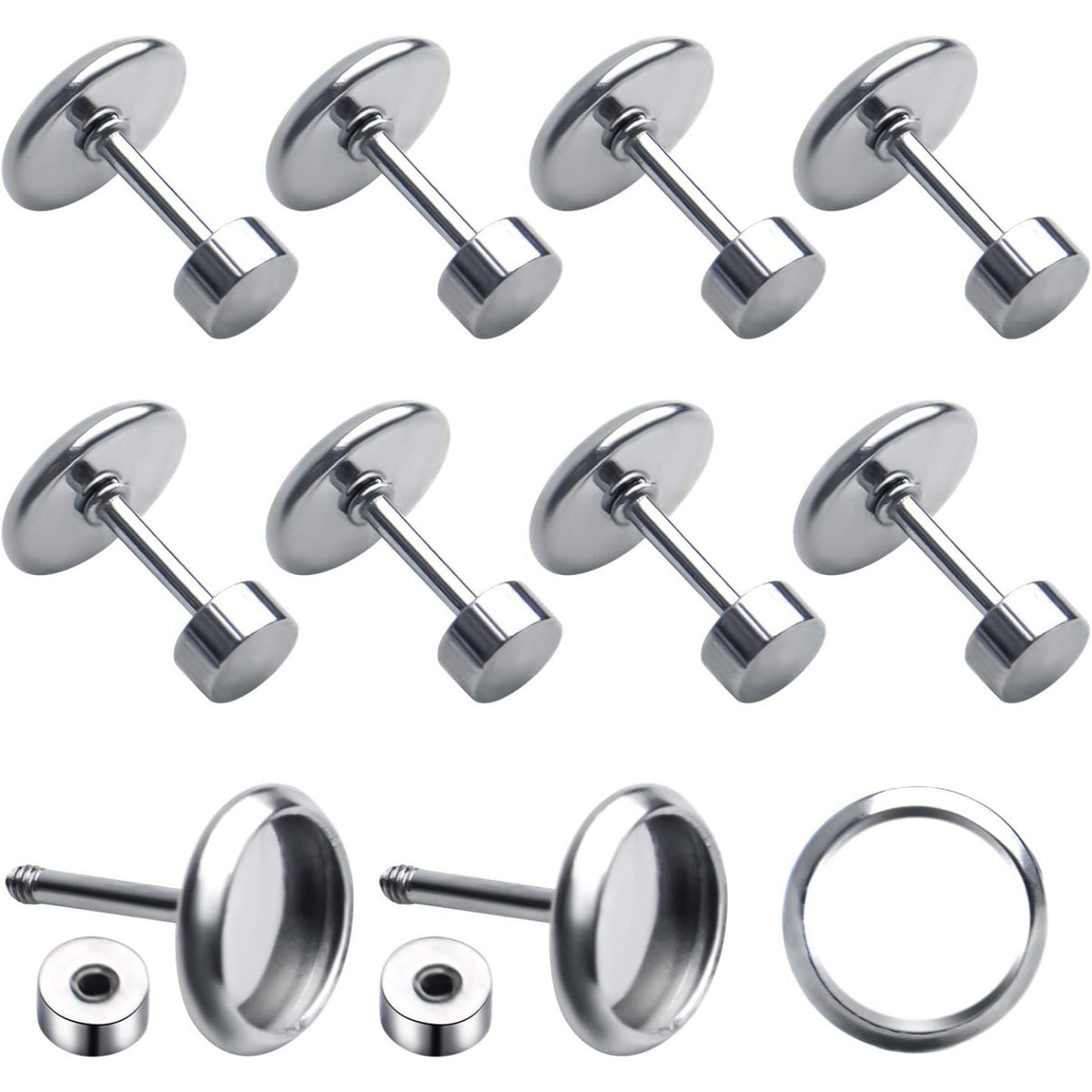 Stud Earring Bezels,10pcs 6mm Stainless Steel Hypoallergenic Cabochon Bezel Trays Gemstone Earring Posts Blanks Settings