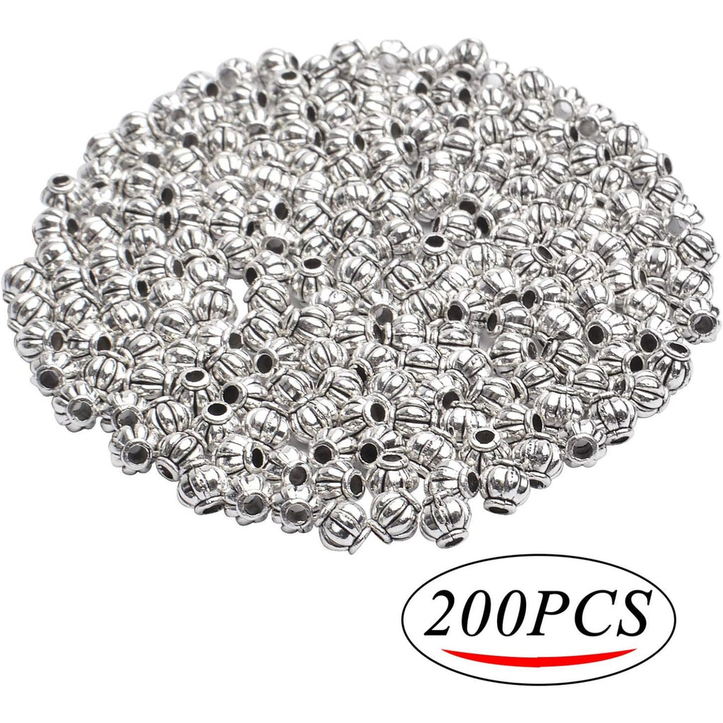 Tibetan Spacer Beads, 200 Pcs Antique Silver, Alloy, Round, Craft Beads, Hole: 1.5 mm