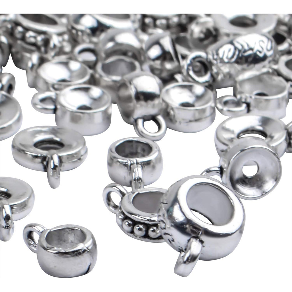 100g (About 100-150pcs) Tibetan Silver Bail Beads Jewelry Connector Bails Beads for Necklace Bracelet Jewelry Making,5 Styles