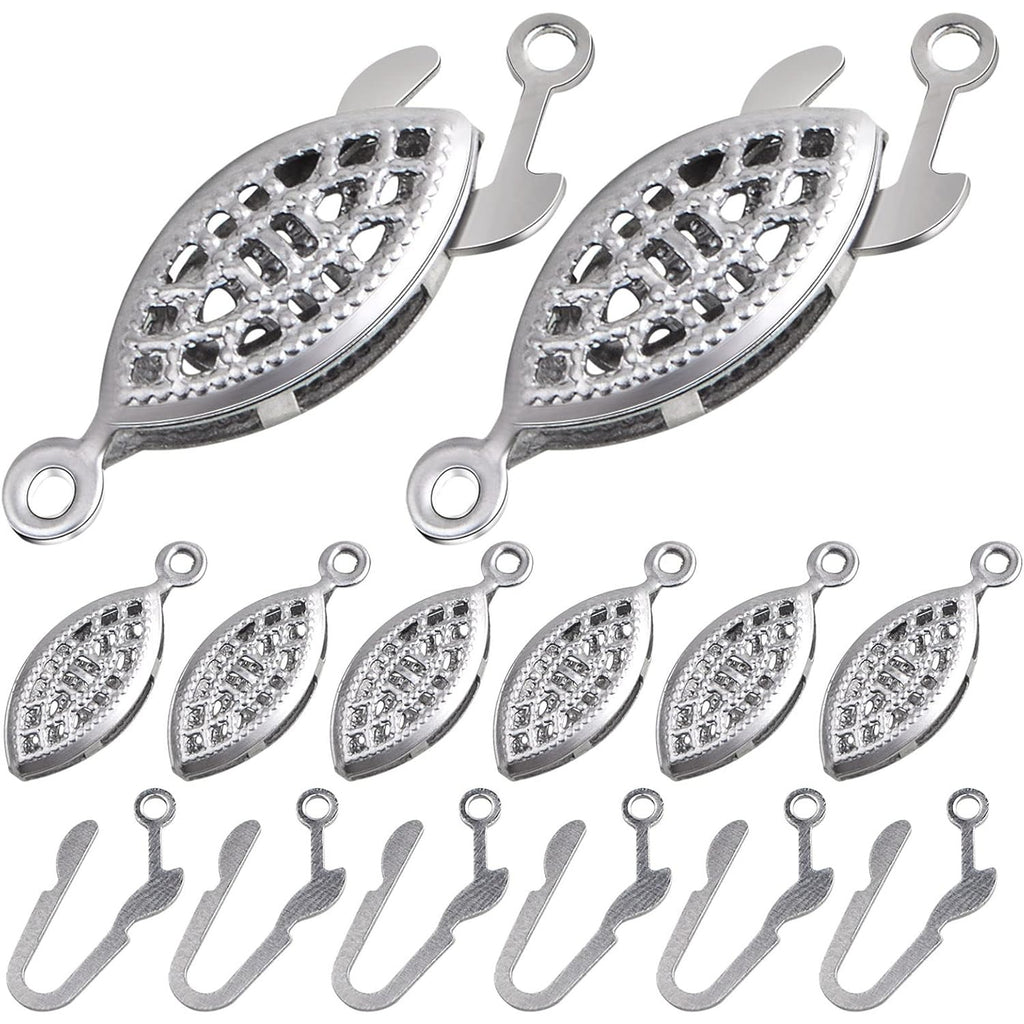 30 Pieces Filigree Box Necklace Clasps Stainless Steel Oval Fish Hook Clasp Jewelry Slide Clasps Bracelet Connectors for DIY Jewelry Making Birthday Party Gift
