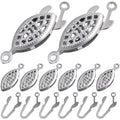 30 Pieces Filigree Box Necklace Clasps Stainless Steel Oval Fish Hook Clasp Jewelry Slide Clasps Bracelet Connectors for DIY Jewelry Making Birthday Party Gift
