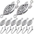 30 Pieces Filigree Box Necklace Clasps Stainless Steel Oval Fish Hook Clasp Jewelry Slide Clasps Bracelet Connectors for DIY Jewelry Making Birthday Party Gift