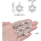100pcs Antique Silver Smiley Sunflower Charms Alloy Sun Flower Smile Face Dangle Pendants Jewelry Findings Accessories for DIY Bracelet Necklace Earrings Crafts Making