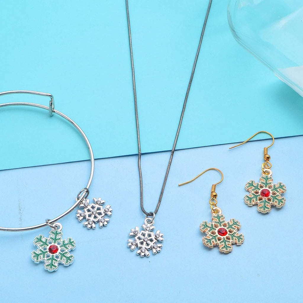 24pcs 2 Styles Enamel Rhinestone Snowflake Charms Alloy Christmas Snowflake Winter Pendant Charms Crafts Accessories for DIY Necklace Bracelet Earring Jewelry Making, 2 Colors