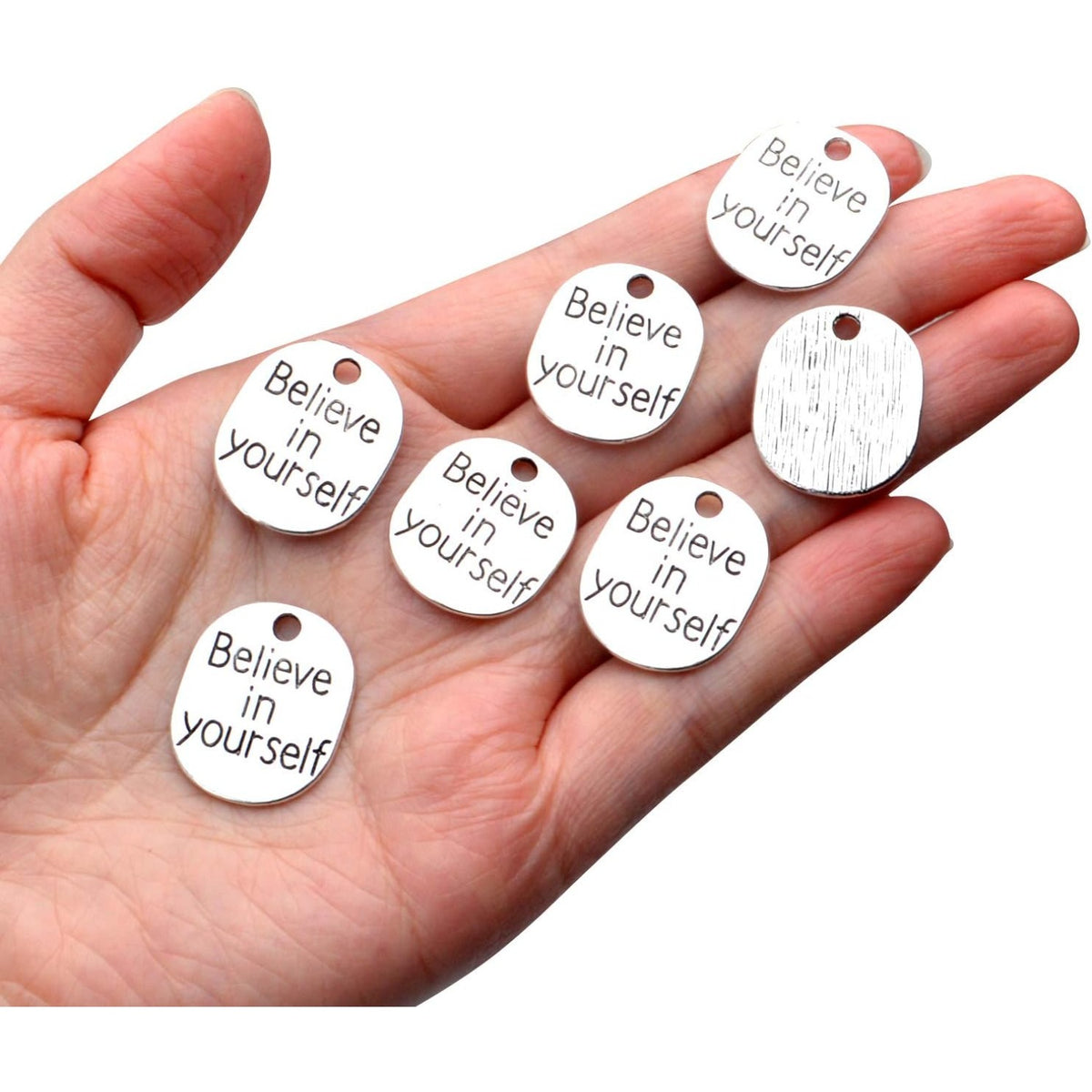 Inspirational Words Charm, 30pcs Inspirational Message Pendant believe in yourself Charms Beads Craft Supplies for Jewelry Making