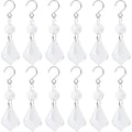 12 Pieces Clear Glass Crystal Chandelier Prisms Maple Leaf Hanging Crystals Pendant Parts Replacements with Hooks for Window Chandelier Wedding Christmas Tree Decoration